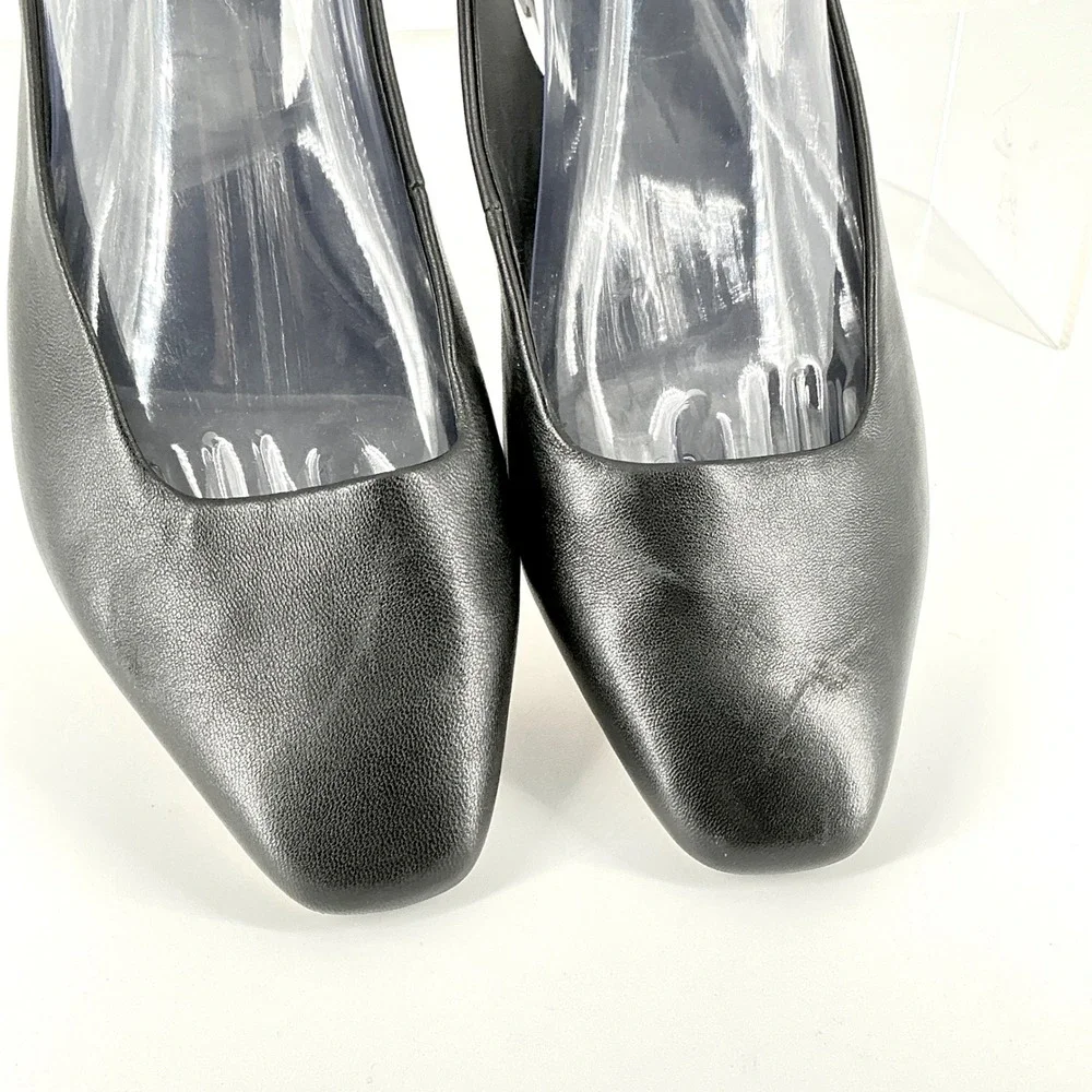 Vince Size 9 EUR 40 Black Leather Square Toe Slingback Flats Vida - Picture 8 of 12